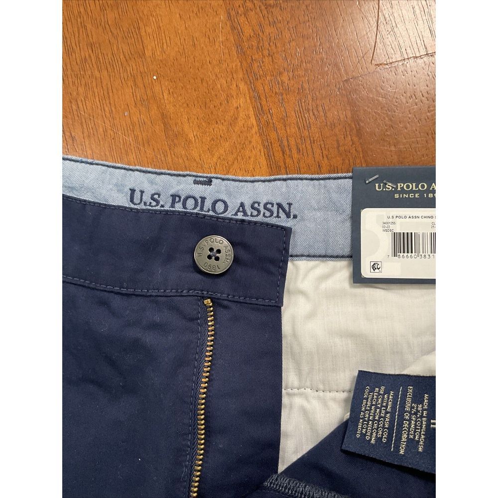 New U.S. Polo Assn Chino Shorts Women 11 Navy Blue Stretch Casual Mid Rise - Picture 8 of 15